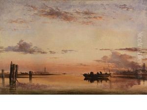 Santa Maria Della Salute, Evening (+ Sunset On The Lagoon Of Venice, With The Church Of Isola Di San Giorgio In Alga In The Distance; Pair) by Edward William Cooke