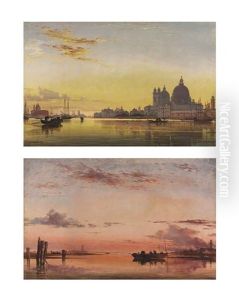 Sunset On The Lagoon Of Venice, Church Of Isola Di San Giorgio In Alga In The Distance (+ Santa Maria Della Salute, Venice: Evening; 2 Works)