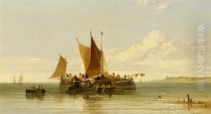 Fischerboote Auf Stiller See Vor Der Kuste Vor Scheveningen
