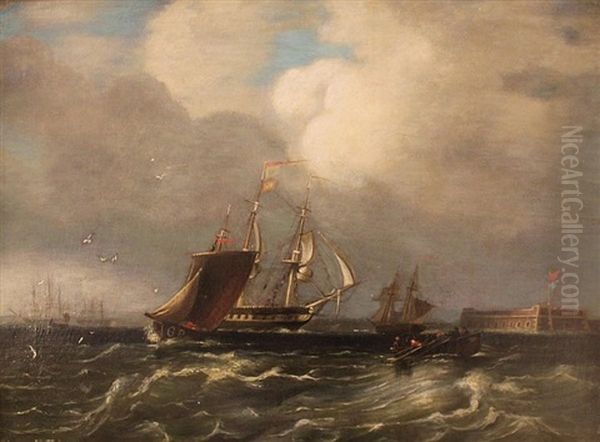 Frigate, Running Into Portsmouth Harbour - view 1