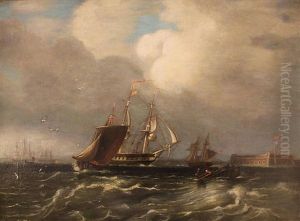 Frigate, Running Into Portsmouth Harbour by Edward William Cooke