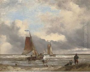 Landing The Catch At Scheveningen by Edward William Cooke