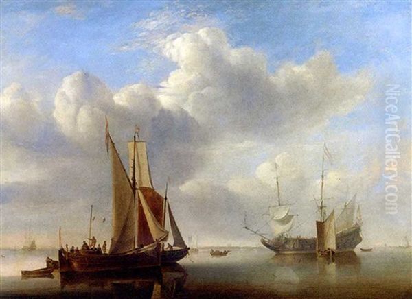 A Wijdschip And A Kaag Under Sail In A Very Light Air (after Willem Van De Velde, The Younger) - view 1