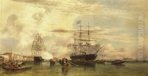 The Arrival Of Otho, Ex-king Of Greece, At Venice, 29th October, 1862, In H.m. Corvette 'scyla', 21 Guns... by Edward William Cooke