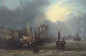 Shipping Off Portsmouth Harbour by Edward William Cooke