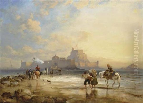Elizabeth Castle, Jersey, From The Causeway; Low Water - view 1