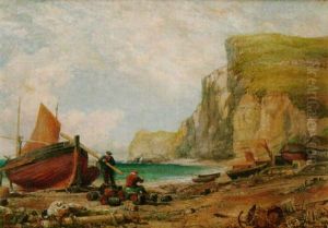 A Beach Scene, Etretat by Edward William Cooke