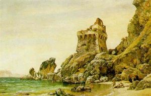 A View Of The Martello Tower, Erchia, The Gulf Of Salerno With Fishermen Hauling In Their Nets