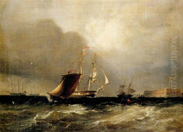 Vessels Off Portsmouth In A Storm - view 1