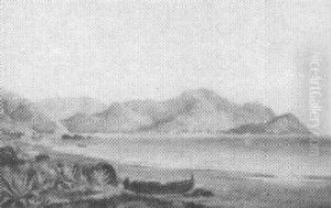 Coastal View With Figures, Boats And Distant Villages by Edward William Cooke