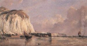 The White Cliffs With Fishing Craft The White Cliffs With Fishing Craft