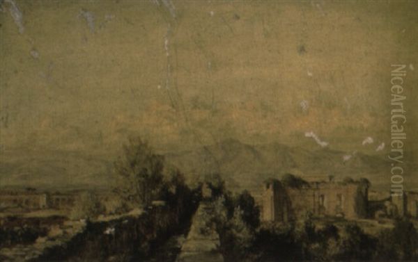 Neronian Aquaduct, Rome, With The Mountains Of Tivoli - view 1