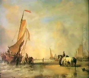 On The Dutch Coast Near Katwyk by Edward William Cooke