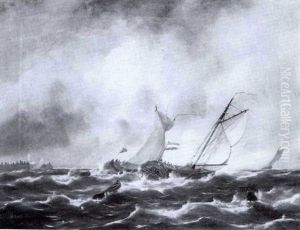 Offshore Shipping In A Strong Breeze by Edward William Cooke