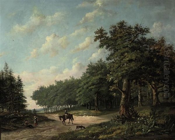 Figures Conversing On A Forest Path - view 1