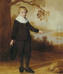 Portrait Of A Seven-year-old Boy In A River Landscape by Jan Daemen Cool