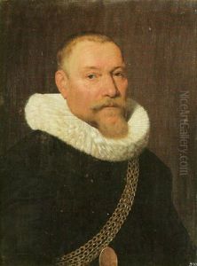 Portrait Of A Gentleman Wearing Black And A Gold Chain Of Office