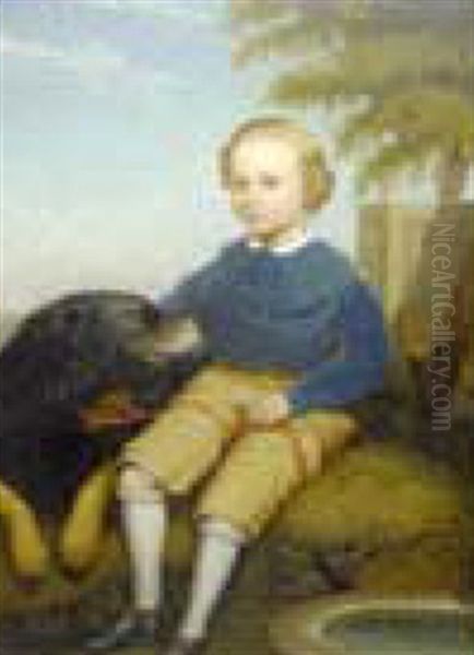 Portrait Of A Boy With Dog - view 1