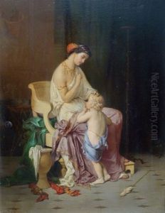 Jeune Femme Et Enfant by Joseph Coomans