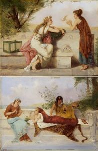 Die Brieftaube (+ Das Flotenspiel; Pair) by Joseph Coomans
