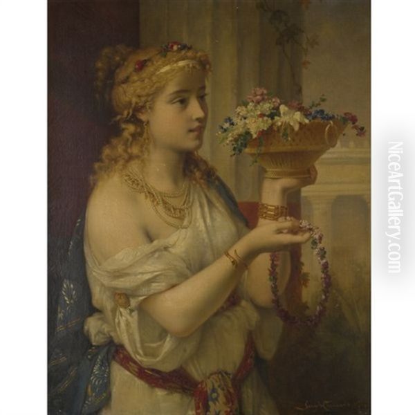Young Girl With Flowers - view 1
