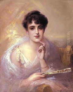 Portrait Of A Young Beauty by Pierre Olivier Joseph Coomans