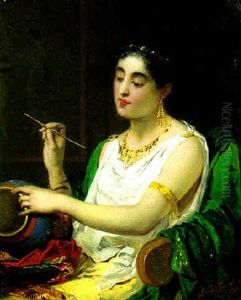 Woman Painting A Vase