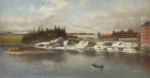 Railroad Bridge Falls, Lewiston Maine by Delbert Dana Coombs