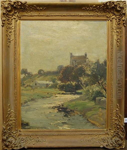 River Landscape With Barns And A Cottage In The Distance - view 1