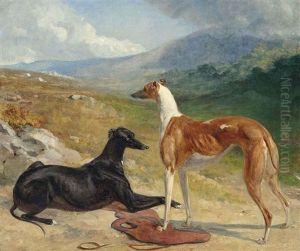 Two Prize Greyhounds In An Extensive Landscape