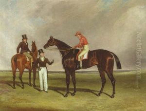 Mr. Beardsworth And "birmingham" With Patrick Connolly Up And His Trainer On A Hack At Doncaster by Abraham Cooper