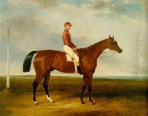 "spume", A Bay Racehorse, With John Day Jnr. Up On A Racecourse by Abraham Cooper