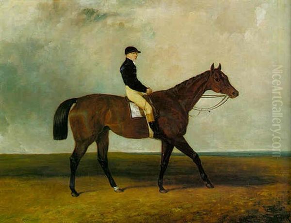 "mango", A Brown Racehorse In A Landscape With Sam Day, Jr. Up - view 1