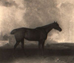 Portrait Of A Chestnut Hunter In A Landscape by Abraham Cooper