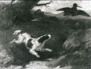 A Spaniel Putting Up Snipe by Abraham Cooper
