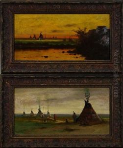 Indian Encampment; Indian Encampment At Sunset (2 Works) by Astley David Middleton Cooper