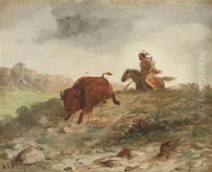 American Indian Chasing Bison by Astley David Middleton Cooper