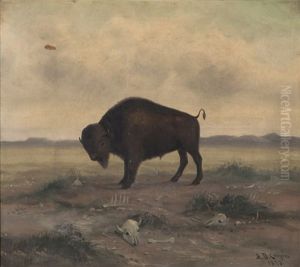 Buffalo In A Landscape by Astley David Middleton Cooper
