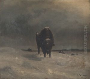 Buffalo Leading A Herd by Astley David Middleton Cooper