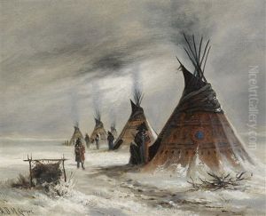 Sioux Indian Camp In Winter by Astley David Middleton Cooper