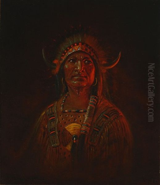 Portrait Of An Indian With Headdress - view 1