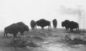 Buffalos And Dead Indian Montague by Astley David Middleton Cooper