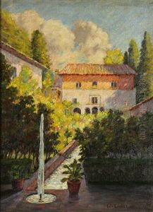 The Courtyard Fountain by Colin Campbell Cooper