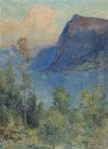 Lucerne Lake With Figures In The Foreground Lucerne Lake With Figures In The Foreground