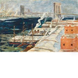 Brooklyn Bridge From Brooklyn by Colin Campbell Cooper