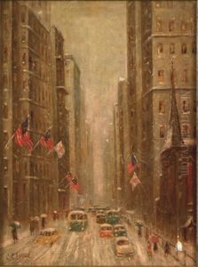 New York Winter Street Scene by Colin Campbell Cooper