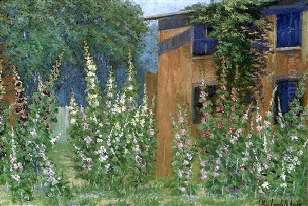 In The Hollyhock Garden - view 1