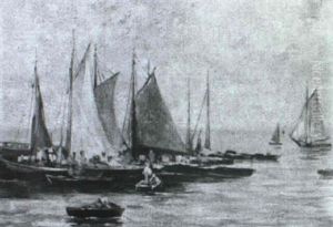 Sailing Ships At Harbor by Colin Campbell Cooper