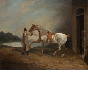 A Gentleman With A Hunter Beside A Stable