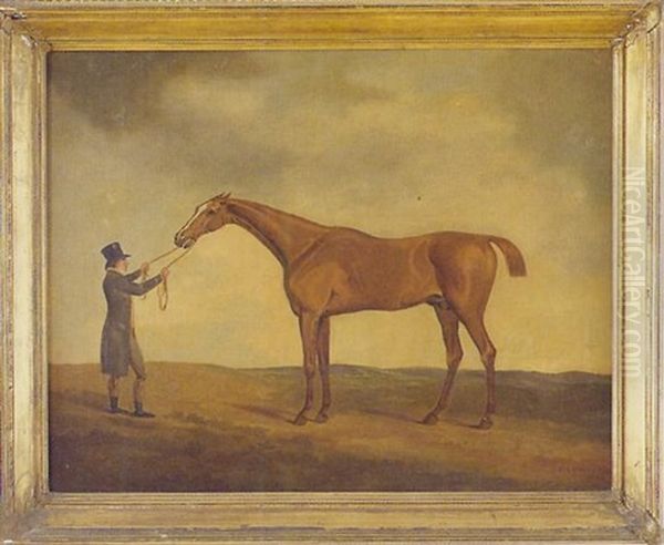 Portrait Of A Gentleman With A Bay Hunter - view 1